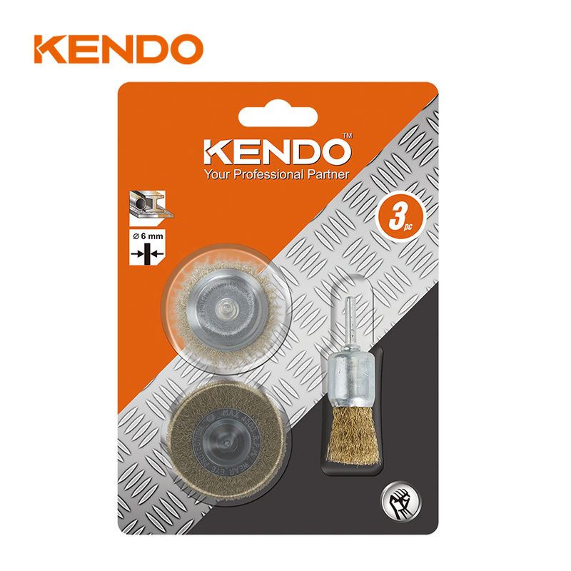 69000610-1.jpg Kendo 76100120 Σετ Βούρτσες Δράπανου 3ΤΜΧ - Image 1