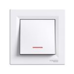 Schneider Electric Asfora 078-EPH1600121 Μπουτόν Απλό με Λυχνία Προσανατολισμού 10A Λευκό
